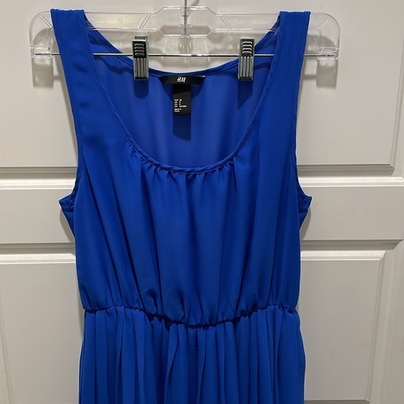 H&M Women’s Dress Blue Stretch Scoop Neck Sleeveless Size 8 - Picture 2 of 5